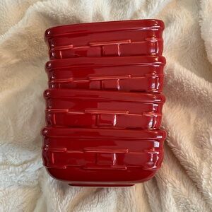 Set of 4 Longaberger red square bowls